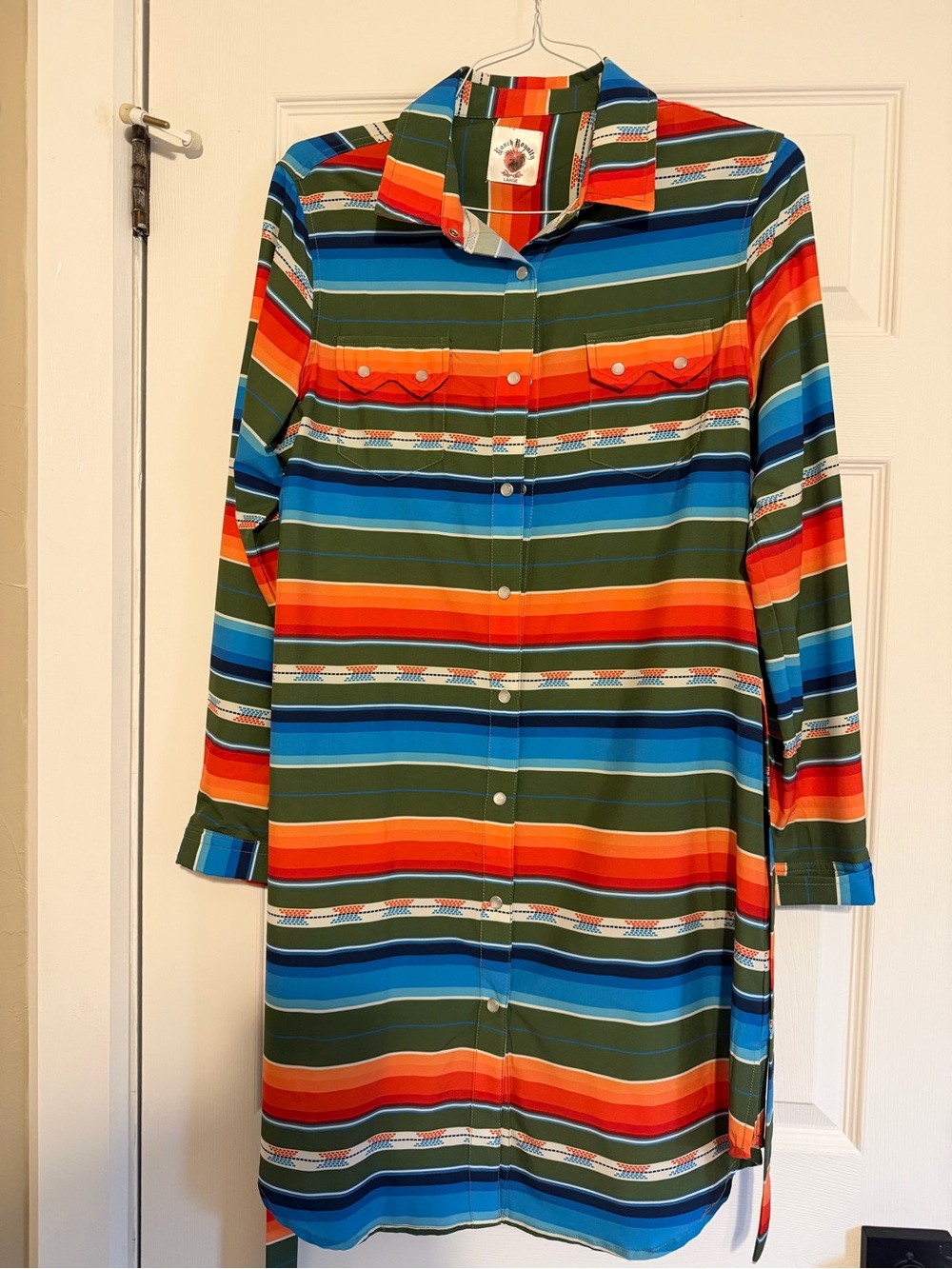Striped Button-Front Dress in Multicolor